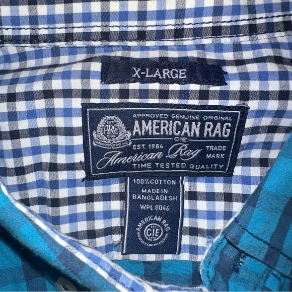 American Rag Shirt Mens Size XL Blue Long Sleeve Button Up Cotton Plaid - Picture 3 of 7